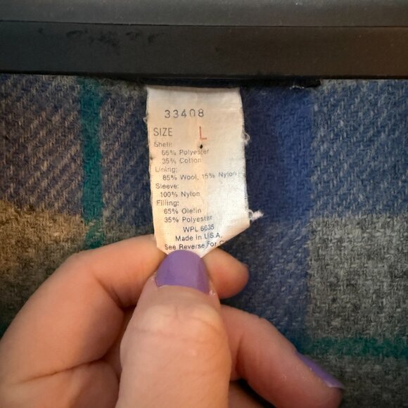 Vintage Woolrich Chore Jacket Flannel Lined Blue Oversized Size Large - Picture 3 of 12